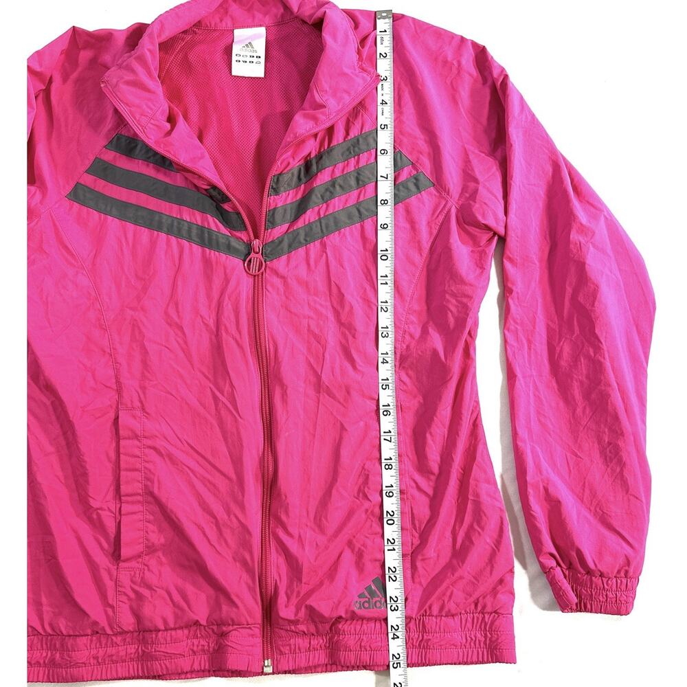 Adidas Women’s Pink Windbreaker Jacket Size M Mesh Lined Zip Front Retro - Picture 4 of 11